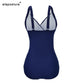 2023 New Sexy One Piece Swimsuit Women Mesh Patchwork Bathing Suits Vintage Swimwear Summer Beach Wear Swim Suit Plus Size M-4XL