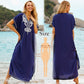 2023 Sexy Cold Shoulder V Neck Bats Sleeve Loose Summer Beach Dress Plus Size Women Beachwear Kaftan Black Dresses Q943