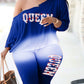 LW Plus Size Queen Pink Gradient Letter Print Pants Set One Shoulder Tee And Sheath Stretch Trousers Matching Outfits For Women