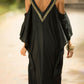 2023 Sexy Cold Shoulder V Neck Bats Sleeve Loose Summer Beach Dress Plus Size Women Beachwear Kaftan Black Dresses Q943