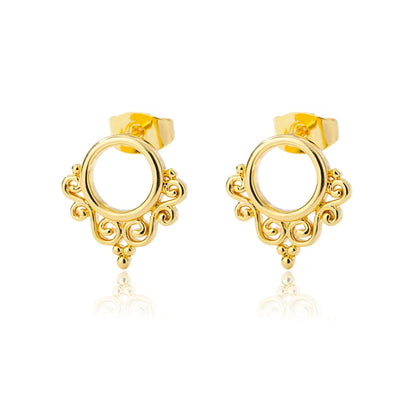 2020 New Fashion Gold color Lace Pendant Small Earring 2020 Trend Flowers Stud Earrings For Women Jewelry Accesories For Girls