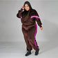 HAOOHU Winter Velvet 2 Piece Set Big Women Oversized Sweatshirts Hoodie Pants Leggings Tracksuit Sweatsuit Outfits Plus Size 4XL