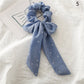 2022 Bohemian Polka Dot Floral Printed Bow Hair Scrunchies  Women Elastic Hair Band Ponytail Scarf Ribbon Hair Ties Accesories