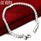 DOTEFFIL 925 Sterling Silver 4mm Square Box Chain 8 inches Bracelet For Woman Charm Wedding Engagement Fashion Party Jewelry