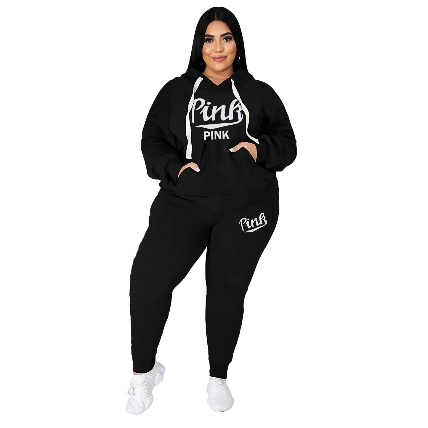 XL-5XL Wholesale Dropshipping Winter Plus Size Women Clothing Two Piece Set Long Sleeve Hoodie Pant Sport Suits Female Outfit