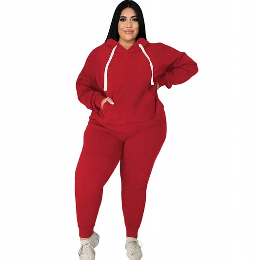 5XL Plus Size Women Sets Pullover Hoodies Tops And Pant Suits Autumn Winter New Solid Casual Large Size Tracksuit Women Set 2021