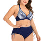 2022 Swimwear High Waisted Two Piece Plus Size Large Size Plus Fat Printed Swimsuit Women Back Chalaza Bikini Beach Bathing Suit