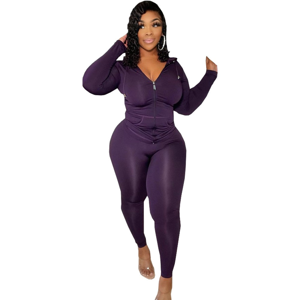 4XL 5XL V-neck Full Sleeve Zipper Top Pencil Skinny Trousers Set for Women Plus Size Two Piece Tracksuit Jogger Sports Clothing