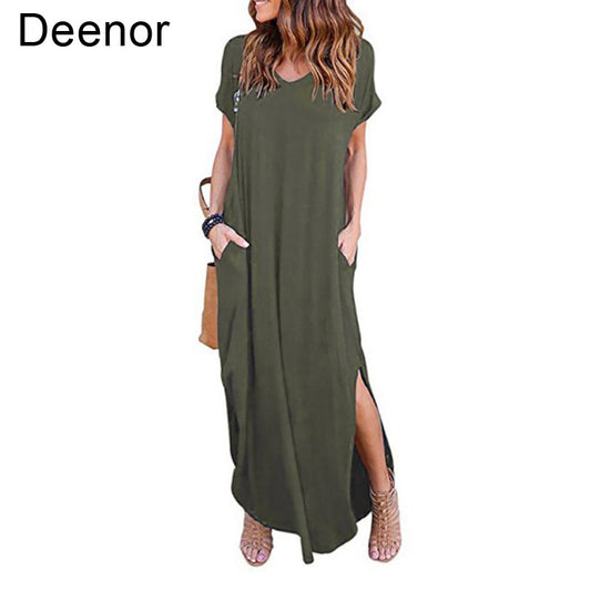 Plus Size 5XL Sexy Women Dress Summer 2021 Solid Casual Short Sleeve Maxi Dress For Women Long Dress Free Shipping Lady Dresses