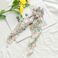 2022 Bohemian Polka Dot Floral Printed Bow Hair Scrunchies  Women Elastic Hair Band Ponytail Scarf Ribbon Hair Ties Accesories