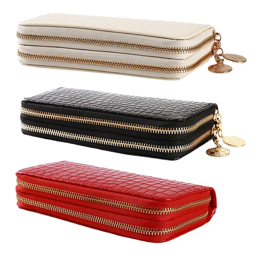 Women Double Zipper Wallets Ladies Wallet Fashion Wallet Female Long Design Handbag Phone Bag