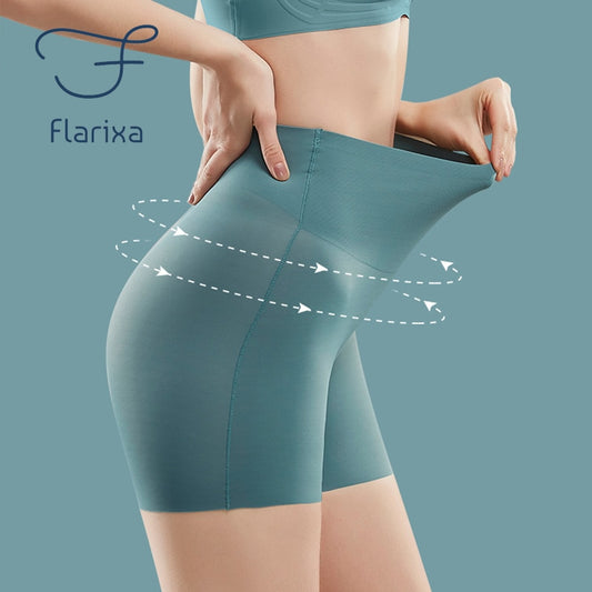 Flarixa Women&#39;s Seamless Shorts Safety Pants High Waist Large Size Ice Silk Boxer Panties Anti Friction Skirt Shorts