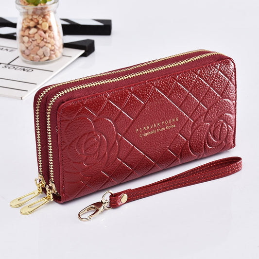 Women's wallet New Phone Purses Big Female Purse Leather Brand Retro Ladies Long Woman Wallets Card Clutch Double Zipper