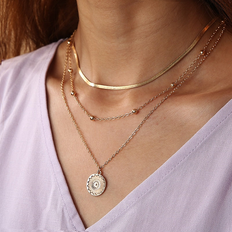 2021 vintage necklace on neck Gold chain Women&#39;s jewelry layered accesories for girls clothing aesthetic Gifts fashion Pendant