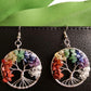 7 Chakra Quartz Natural Stone Tree of Life Pendulum Pendant Earrings for Women Healing Crystal  Earring Pendants Reiki Jewelry