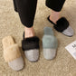 Big Size Women Slippers Ladies House Luxury 2022 Rhinestone Rabbit Fur Crystal Winter Home Female Outdoor Mules Flats Shoes