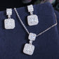 CWWZircons Exquisite Shiny Baguette White Cubic Zirconia Fashion Brand Ladies Earring Pendant Necklace Chic Jewelry Sets T469