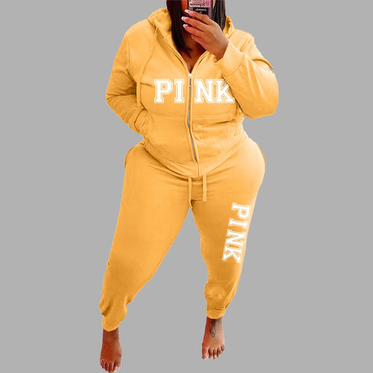 Tracksuit Women&#39;s Letter Pattern Plus Size Clothing Two Piece Sets Long Sleeved Hoodies Fashion Winter Sportswear Wholesale