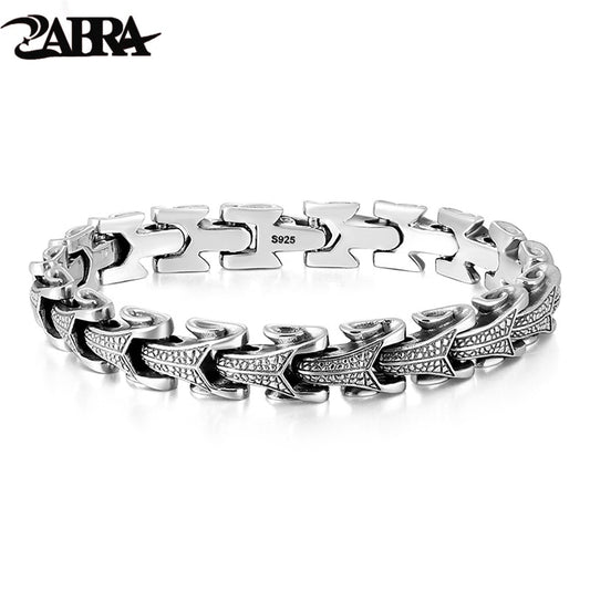 ZABRA Gothic Solid 925 Sterling Silver Dragon Bracelet Men High Polished Vintage Punk Rock Biker Keel Bracelets Jewelry For Male