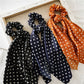 2022 Bohemian Polka Dot Floral Printed Bow Hair Scrunchies  Women Elastic Hair Band Ponytail Scarf Ribbon Hair Ties Accesories