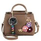 Fashion Flowers Designer Pu Leather Crossbody Bags for Women Vintage Small Shoulder Handbags Female Casual Top-Handle