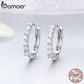 BAMOER 100% 925 Sterling Silver Dazzling CZ Crystal Circle Round Hoop Earrings for Women Sterling Silver Jewelry SCE351-1H