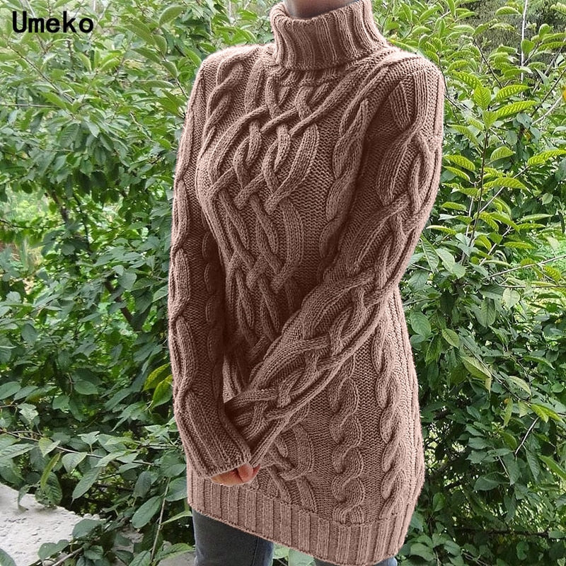 Gray Oversized Turtleneck Sweater Dress Women Warm Autumn and Winter Clothes Knit 5XL Plus Size Pullover Sweaters Mujer 2020