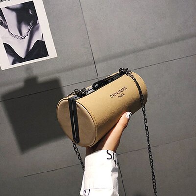 YBYT 2020 fashion round mini crossbody bags for women nubuck PU leather lady cylinder handbags hotsale chain girls shoulder bag