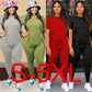 Adogir S-5XL Women Suit Fashion Casual Two Piece Set Tracksuit Short Sleeve T Shirt Top Leggings Pants Sportswear