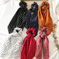 2022 Bohemian Polka Dot Floral Printed Bow Hair Scrunchies  Women Elastic Hair Band Ponytail Scarf Ribbon Hair Ties Accesories