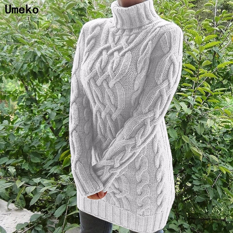 Gray Oversized Turtleneck Sweater Dress Women Warm Autumn and Winter Clothes Knit 5XL Plus Size Pullover Sweaters Mujer 2020