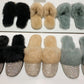 Big Size Women Slippers Ladies House Luxury 2022 Rhinestone Rabbit Fur Crystal Winter Home Female Outdoor Mules Flats Shoes