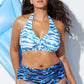 2022 Swimwear High Waisted Two Piece Plus Size Large Size Plus Fat Printed Swimsuit Women Back Chalaza Bikini Beach Bathing Suit