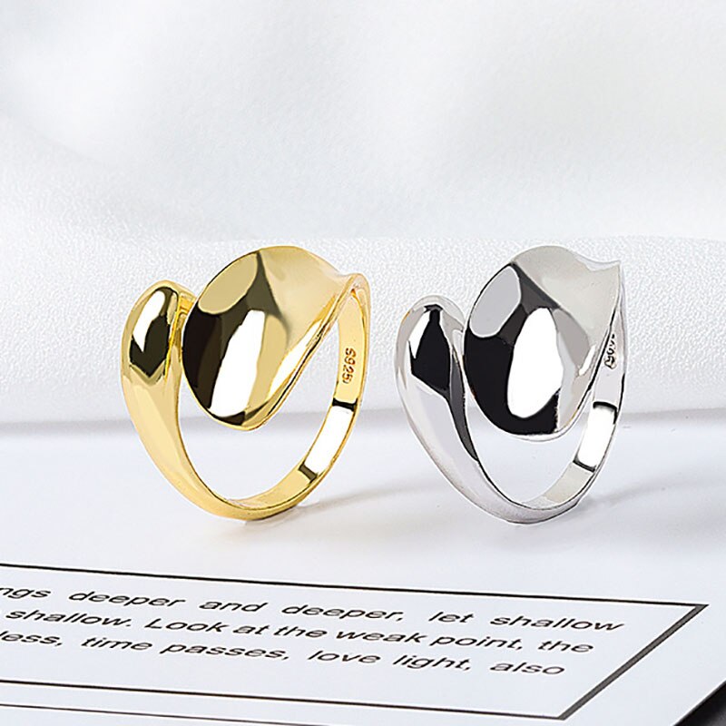 Foxanry INS Fashion 925 Stamp Couples Rings for Women Creative Irregular Smooth Rings Birthday Party Jewelry Gifts