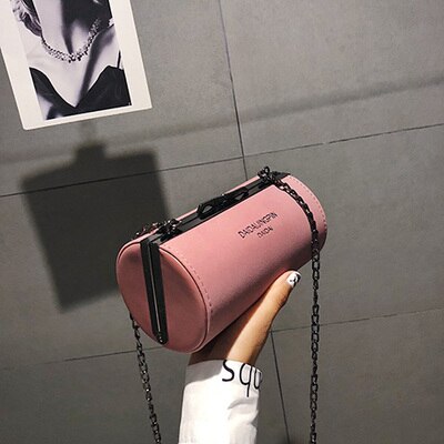 YBYT 2020 fashion round mini crossbody bags for women nubuck PU leather lady cylinder handbags hotsale chain girls shoulder bag