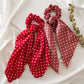 2022 Bohemian Polka Dot Floral Printed Bow Hair Scrunchies  Women Elastic Hair Band Ponytail Scarf Ribbon Hair Ties Accesories