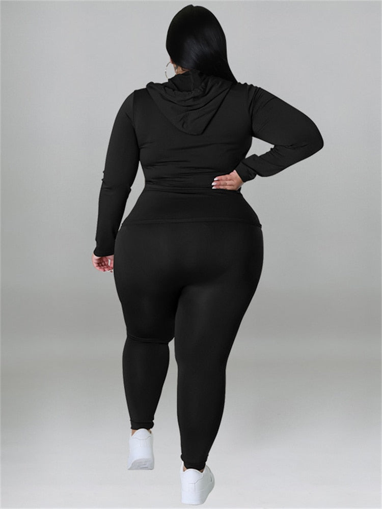 Wmstar Plus Size Two Piece Outfits Women Hoodies Sweatsuit Leggings Pants Sets Solid Stretch Matching Wholesale Dropshipping New