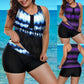 Womens 2023 Plus Size Tankini Swimsuit Rash Guard Capris Athletic Two Piece Swimwear Bathing Suit S-3X