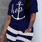 LW Plus Size Two Piece Women Clothes   Casual Hope Letter Print O-neck Tees+ Sporty Stretch Striped Shorts Set