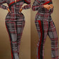 Winter Leisure Sports Style Patchwork Printing Jacket Trousers Two-Piece Women