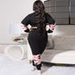 Perl Letter Full Sleeve Top+pencil Pants Suit Plus Size Two Piece Set Women Outfit Autumn and Winter Thick Clothing Pants Suit