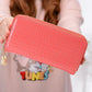 Femalelong Purse Fashion Bright Lacquered Coin Handbag Solid Color Double Zipper Larger Capacity Card Stone Pattern Long Wallet