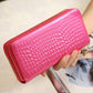 Femalelong Purse Fashion Bright Lacquered Coin Handbag Solid Color Double Zipper Larger Capacity Card Stone Pattern Long Wallet