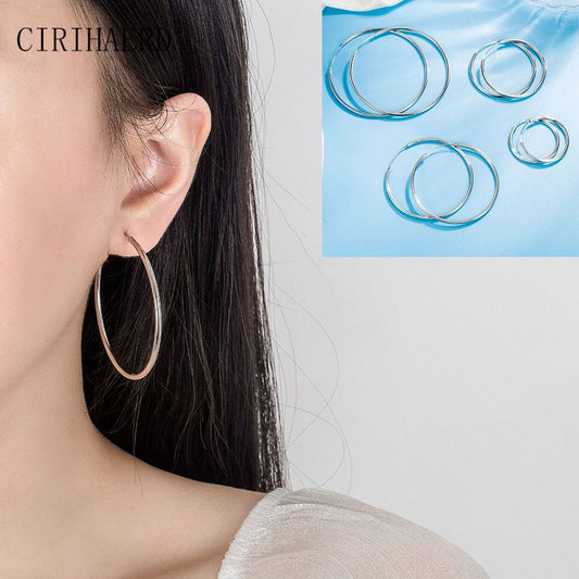 30mm/40mm/50mm/60mm European And American Fashion Big Earrings For Women Statement Round Hoop Earrings Jewelry Woman Accesories