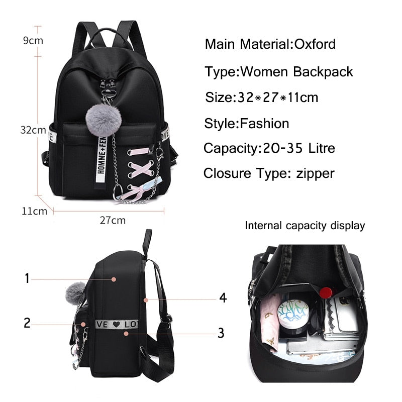 Oxford Women Backpacks Waterproof Ladies Backpack Laptop Fashion Travel Bags for Women Casual College Students School Backpack