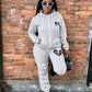 LW Plus Size Sweatshirt Suits COTTON 2PC Autumn 2022 Broken Heart Zipper Up Drawstring Tracksuit Hoodie Jackets+ Pants Suits