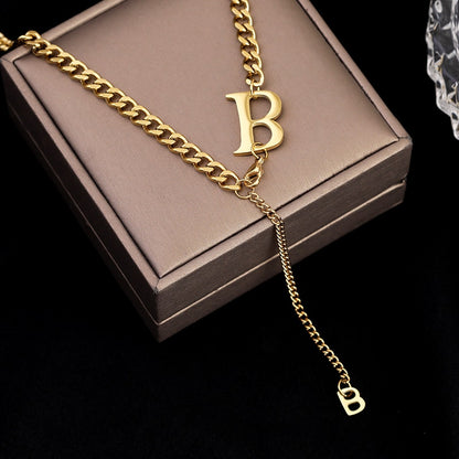 2021 Punk Style Hip Hop Thick Chain Short Necklace For Woman M Letter Pendant Neck Chain Korean Fashion Jewelry Sweater Chain