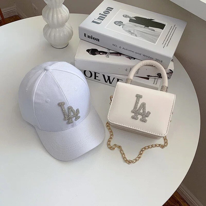 Diamond LA Girls Purses Crossbody Bags And Hat Set Colorful Diamond Trend Hand Bag Women's Branded Trending Shoulder Handbags