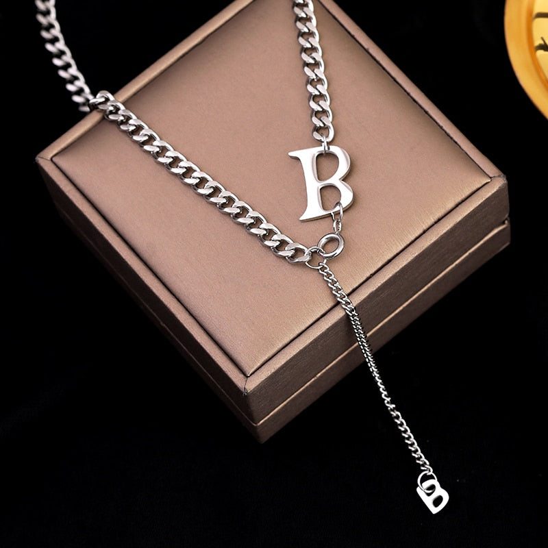 2021 Punk Style Hip Hop Thick Chain Short Necklace For Woman M Letter Pendant Neck Chain Korean Fashion Jewelry Sweater Chain