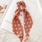 2022 Bohemian Polka Dot Floral Printed Bow Hair Scrunchies  Women Elastic Hair Band Ponytail Scarf Ribbon Hair Ties Accesories